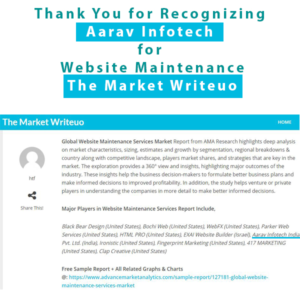 Recognizing Aarav Infotech for Website Maintenance