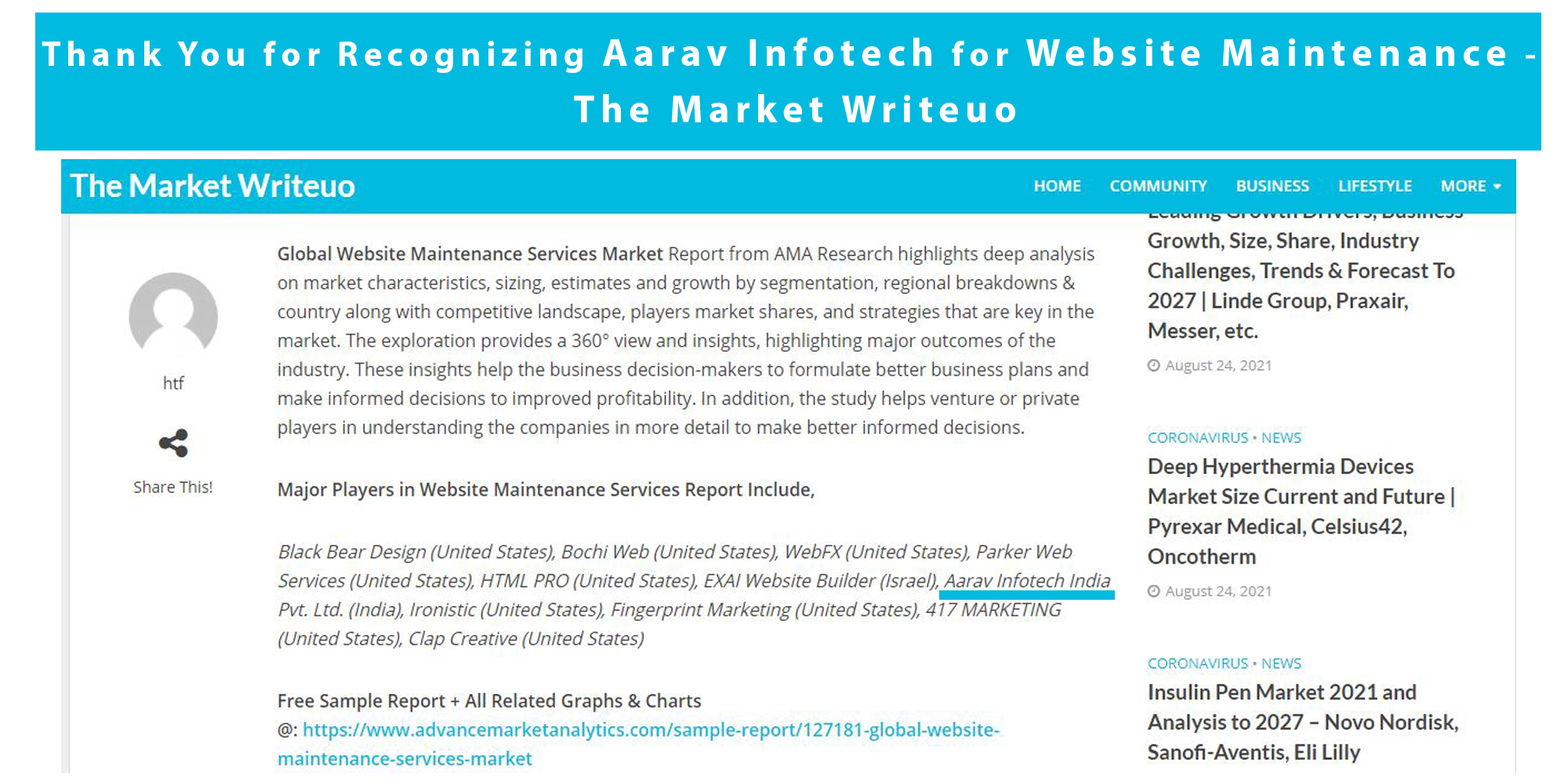 Recognizing Aarav Infotech for Website Maintenance